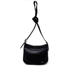 [Vintage] Coach Black Genuine Leather Crossbody Purse Zip Closure Pocket Front